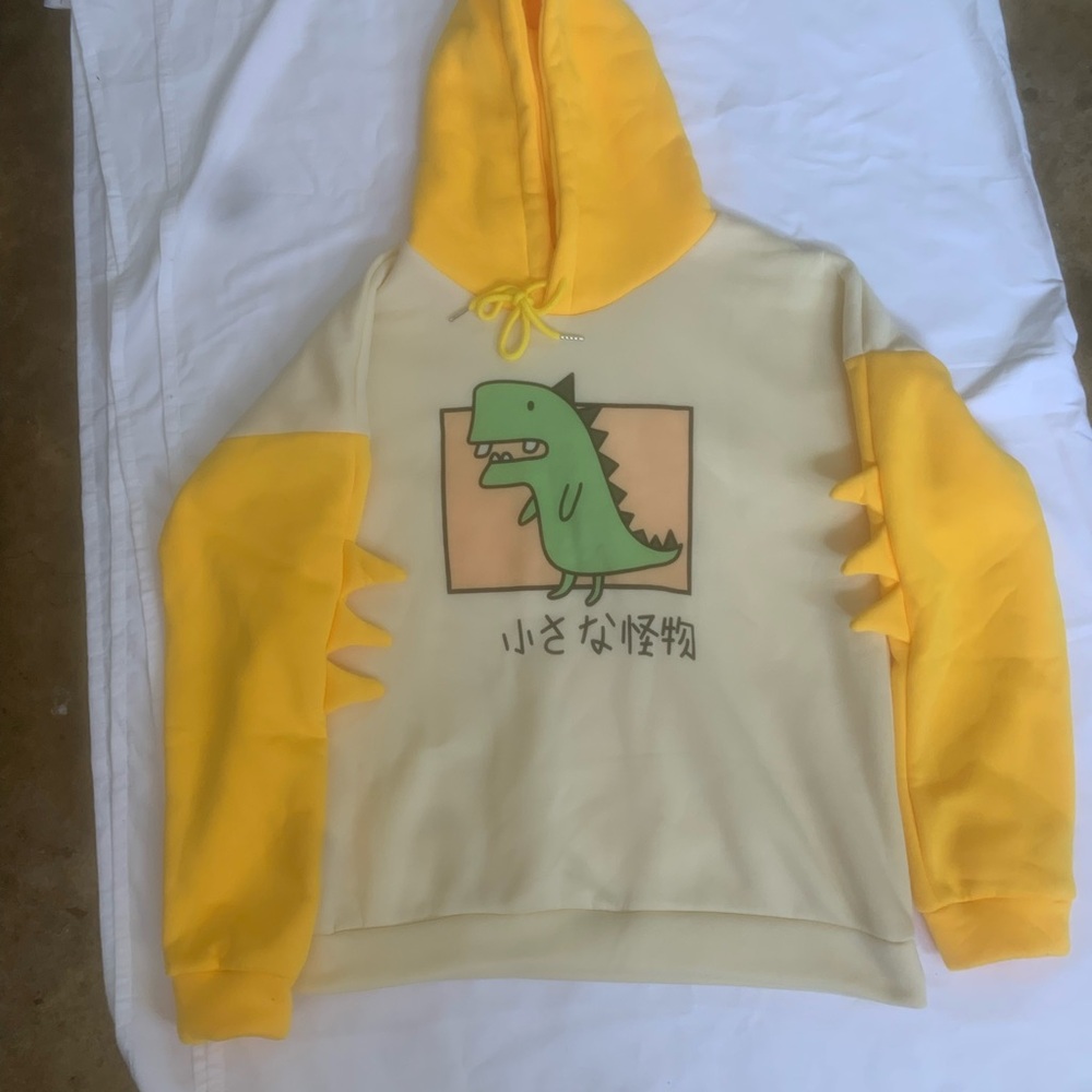 Yellow and Cream Dinosaur Hoodie